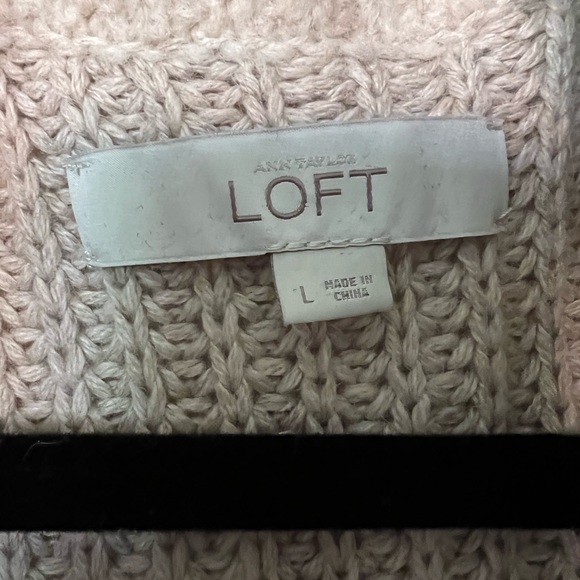 LOFT cardigan, Oatmeal/cream color, Chunky knit , Open front , Oversized collar - Picture 5 of 5